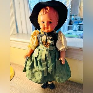 RARE Vintage Girl Bavarian Alpine Austria Celluloid Doll Collectible